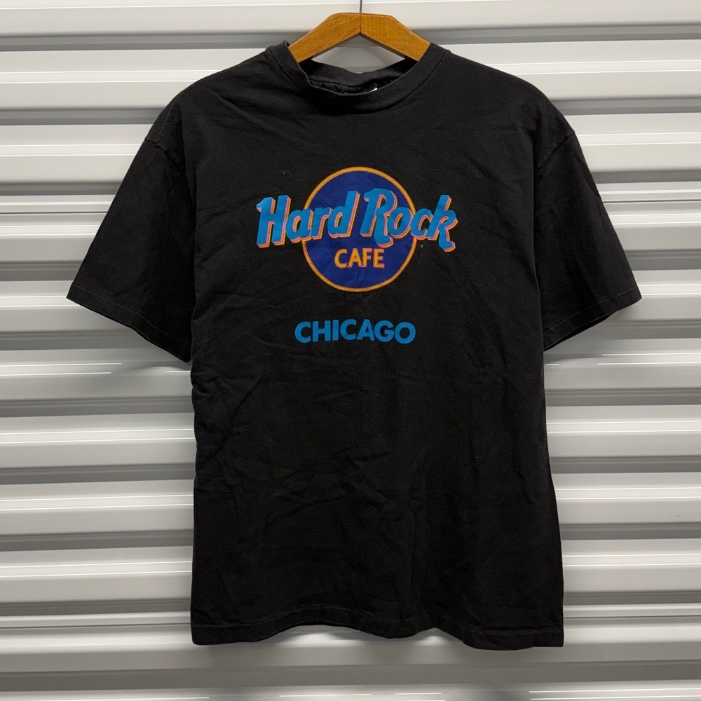 Vintage 90s Hard Rock Cafe Chicago Single Stitched Fade Black Mens Large Shirt